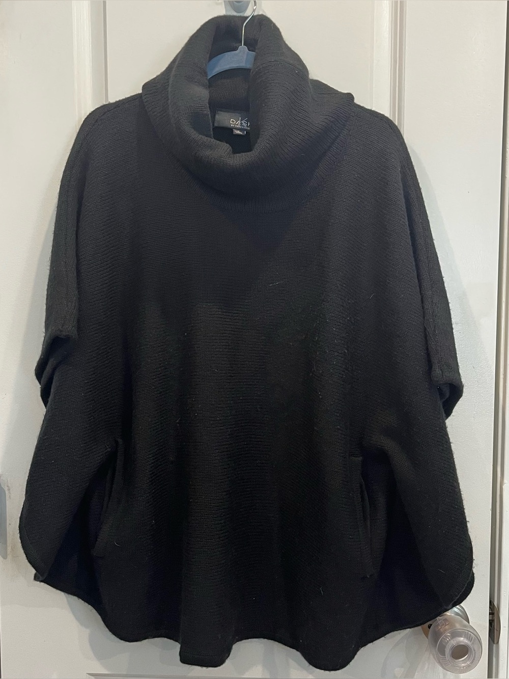 DASH by Kardashian Black Cowlneck Poncho Sweater Women’s Small Oversized Cozy